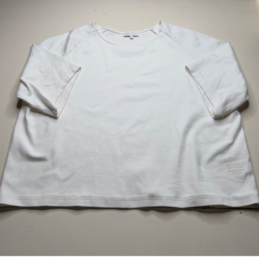 BETTER RICH‎ Sweatshirt White Short Sleeve Raglan Boxy Women's Size Medium